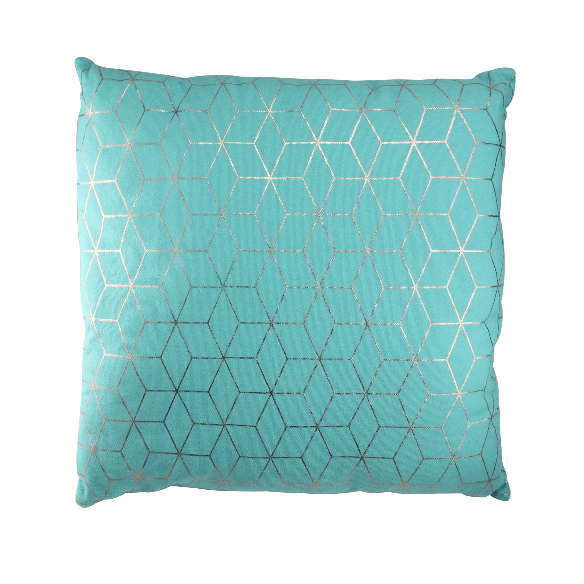 Blue & Copper Geometric Print Throw Pillow